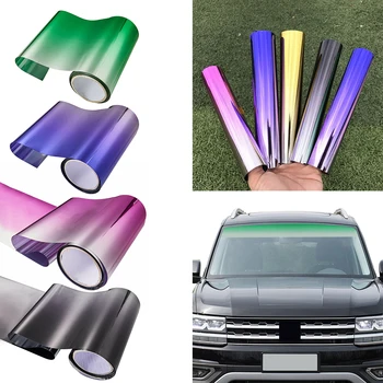 Araba Ön Cam UV Korumalı Afiş renkli yapışkan Su Geçirmez Gölge Sticker Güneşlik Şerit Tonu Filmi Sunstrip Aksesuarı