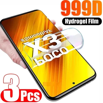 3 ADET Koruyucu film için Poco X3 Pro X3 NFC M5S M5 Hidrojel Film Ekran Koruyucu Xiaomi Poco F3 F4 GT F2 Pro M3 M4 X4 Pro 5G