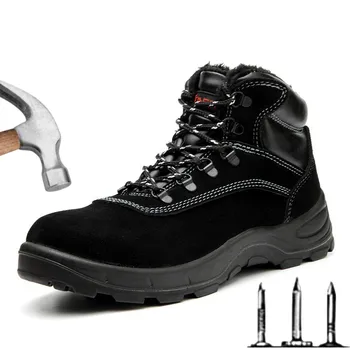 Yeni Kış Emek Sigortası Ayakkabı Artı Kadife Sıcak Yüksek top Çelik Kafa Anti-smashing Anti-piercing Su Geçirmez Yalıtım Ayakkabı