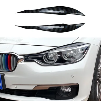 2 adet Parlak Siyah Kaşları BMW 3 Serisi İçin F30 Sedan F31 Vagon 2011-2018 Araba Far Göz Kapakları ABS plastik aksesuarlar