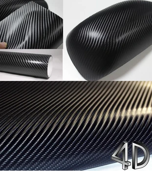 4D Siyah Karbon Fiber Vinil Wrap Sticker ile Hava Realease Kabarcık Ücretsiz Anti-Kırışıklık