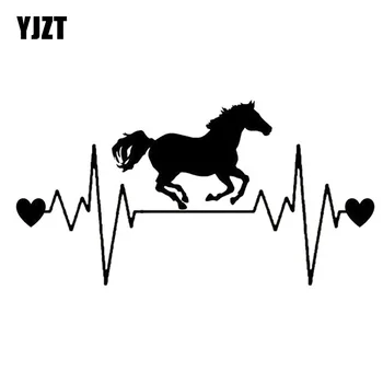 YJZT At Koşu Kalp Atışı Yaşam Hattı Araba Sticker Hayvan Araba Styling Çıkartmaları Siyah / Gümüş S6-2726