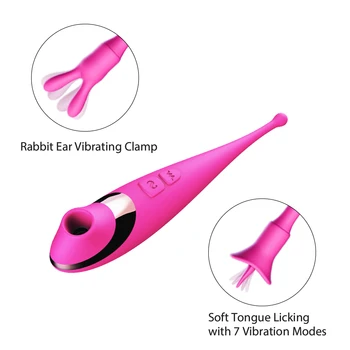 7 modu tavşan kulak titreşimli Silikon G-spot Vibratör Klitoris Vajina dil yalama emme titreşim Stimülatörü yetişkin Seks Oyuncakları