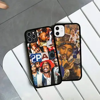 Rapçi 2pac Şarkıcı Tupac Telefon Kılıfı Silikon PC + TPU Kılıf iPhone 11 12 13 Pro Max 8 7 6 Artı X SE XR Sert Fundas