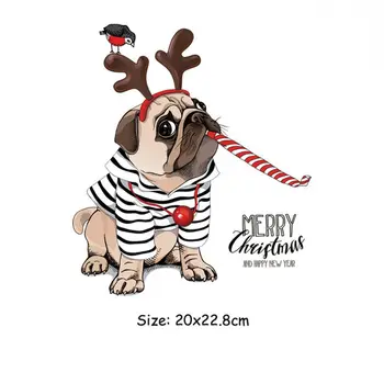 20x22. 8cm Noel Hayvan Köpek Demir On Yamalar DIY ısı transferi giysi T-Shirt termal Çıkartmalar Dekorasyon baskı