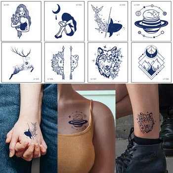 8 Adet / grup sahte dövme etiket el kol bilek bitkisel suyu mürekkep geçici dövmeler su geçirmez küçük sevimli dövme kadın erkek vücut sanatı