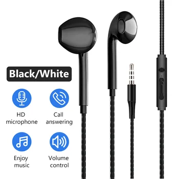 Kulak Bas Stereo Mobil Kablolu Kulaklıklar 3.5 mm Spor Kulaklıklar Akıllı Telefonlar için Tel Kulaklık Dahili Mikrofon İle Kulaklık
