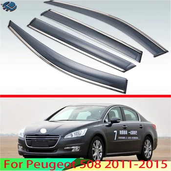 Peugeot 508 2011-2015 için Plastik Dış Visor Havalandırma Tonları Pencere Güneş Yağmur Guard Saptırıcı 4 adet 2012 2013 2014