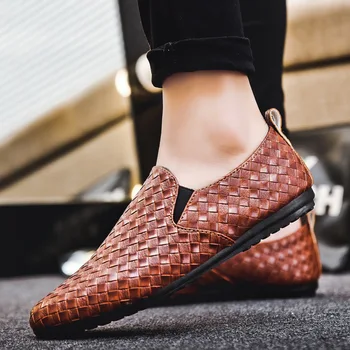 Topvıvı loafer ayakkabılar 2021 yeni moda Marka Yüksek Kalite Erkekler Yaz Erkek Yumuşak Erkek rahat ayakkabılar Deri erkek dokuma ayakkabı
