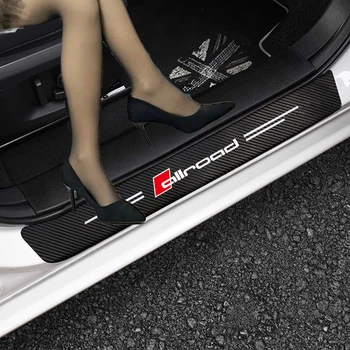4 adet Araba Karbon Fiber Sticker Oto Kapı Eşiği Koruyucu Allroad Logo Audi Sline A1 A3 A4 A5 A6 A7 A8 S3 S6 Q3 Q5 Q7 TT S RS
