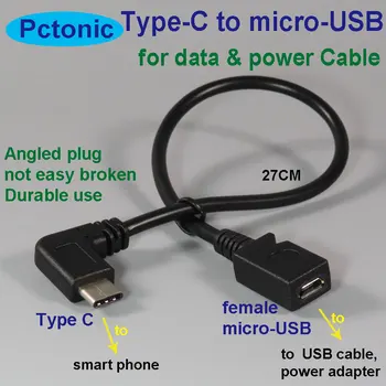 PCTONIC USB Tip-C Mikro USB Dişi Veri Güç adaptörü kablo USB-C 90 Derece Sağ Açılı viraj dirsek bükülmüş konnektör dönüştürücü