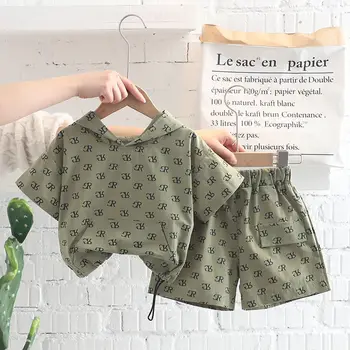 Yenidoğan Bebek Erkek Toddler Kız Kıyafetler Pamuk Çocuk Bebek Setleri Yaz Çocuk Giysileri Kapşonlu T-Shirt + şort iki parçalı Setleri