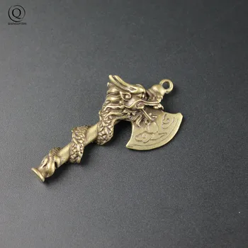 Zarif Bakır Ejderha Balta Küçük Kolye Anahtarlıklar Vintage El Yapımı Katı Pirinç Erkek anahtar zincirleri Takı Araba Anahtarı Asılı Çocuk Oyuncak