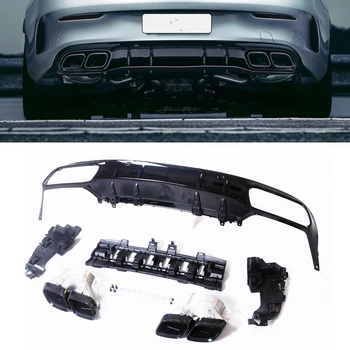 C63 Stil Kiti Mercedes-Benz İçin W205 C Sınıfı AMG Coupe 2 Kapı 2015-2021 C63s Arka Tampon Difüzör Dudak + Siyah Egzoz Susturucu Boru