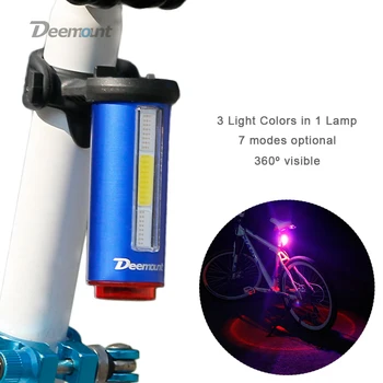 Deemount sıcak yeni bisiklet kuyruk ışık 3 renk 1 lamba LED COB görsel uyarı bisiklet arka fener 100LM 850aAH şarj edilebilir