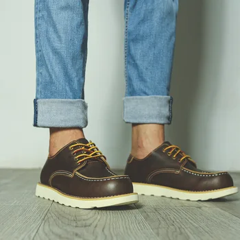 Erkek ayakkabısı Hakiki Deri günlük ayakkabılar Retro Nefes Açık Moda Sneakers Yürüyüş erkek ayakkabısı Oxfords