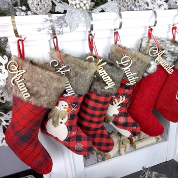 Noel Çorap İsim Etiketleri Kişiselleştirilmiş Çorap Ahşap Harfler Özel Beyaz İsim Etiketleri Noel Rustik Ülke Çiftlik Evi kesme