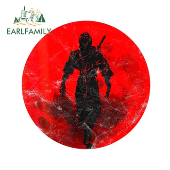 EARLFAMILY 13cm x 12.8 cm Japonya Ninja Savaşçı Kılıç Samuray Araba Sticker Çizilmeye Dayanıklı Sörf Tahtası Çıkartması Motosiklet Dekorasyon