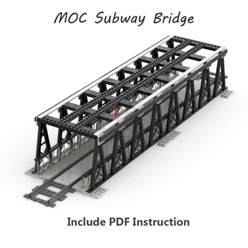 Metro Köprüsü Model Seti MOC Yapı Taşları Uyumlu 53401 demiryolu rayı Parçaları Şehir Tren istasyonu Montaj Tuğla çocuk oyuncağı Hediye