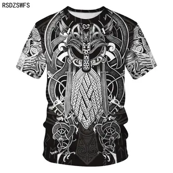 2021 yeni İskandinav Viking Dövme Sanatı T Shirt Kadın Erkek Korsanlar 3D Baskı T-shirt Vikings Kral Kısa Kollu Casual Tops erkek giyim
