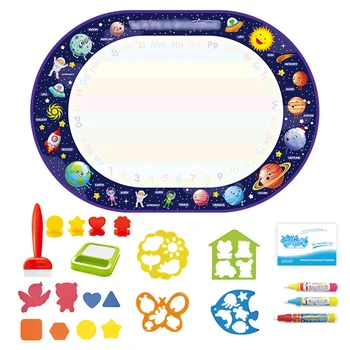 Yaratıcı gezegen tasarım Oval yeniden kullanılabilir su tuval yazma grafiti boyama boyama Pad çocuk oyuncak