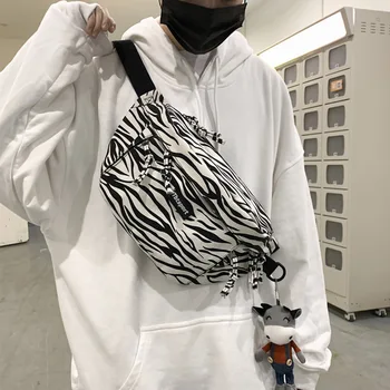 Büyük Kapasiteli Bel Çantası Unisex fanny paketi Streetwear Göğüs Çantası Moda Zebra Omuz askılı çanta Açık Büyük Kemer Bel Paketleri