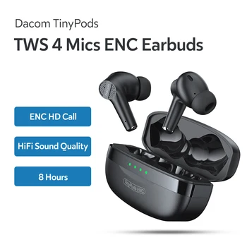 Dacom Kablosuz Kulaklık ENC Gürültü İptal Bluetooth Oyun Spor Su Geçirmez Kulaklıklar 4 Mic Hoparlör Stereo Kulaklık