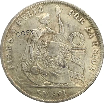 1871 Guatemala 1 Bir Peso 1/2 Gerçek Cupronickel Kaplama Gümüş Koleksiyon Kopya Para