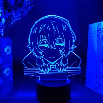 Bungo Sokak Köpekleri Anime Heykelcik 3D Illusion dazai osamu Lamba Otaku LED sensör ışıkları Renk Değiştirme Gece Lambası Odası sanat dekoru