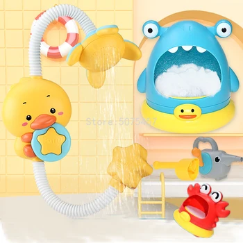 Karikatür Kabarcık Makinesi Bebek Banyo Oyuncak Sevimli Yengeç ve Köpekbalığı yüzme küveti Banyo makine oyuncak Çocuklar için Banyo Klasik Oyuncaklar