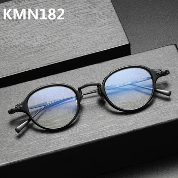 Japon El Yapımı Gözlük Çerçeve Erkek Kadın Klasik Gözlük Titanyum Ultralight Miyopi Gözlük KMN182 Marka Retro Yuvarlak Gafas