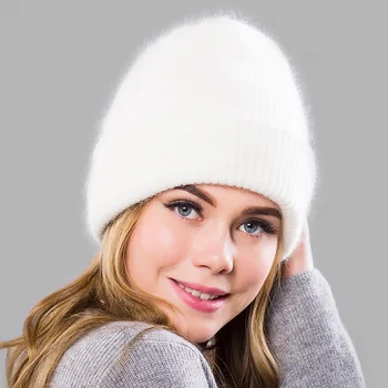 2022 Yeni Lüks Gerçek Tavşan Kürk Kasketleri Kadınlar Kış Şapka Moda Rahat Örgü Kaput Yumuşak Sıcak Skullies Kap