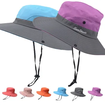 2022 Unisex Yaz Örgü güneş şapkaları Geniş Ağızlı Kadın Çocuk Nefes Sunhat Kap Açık Balıkçılık UV Koruma Üst Kova Şapka