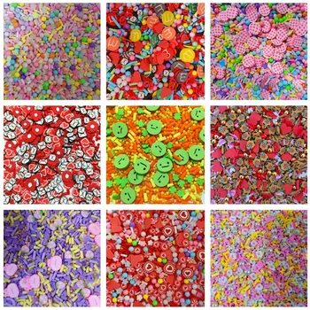 50g Ek Sprinkles Balçık Takılar Dolgu Karışık Polimer Kil Dilimleri Boncuk El Sanatları DIY Shaker Kartları Dekor Aksesuarları