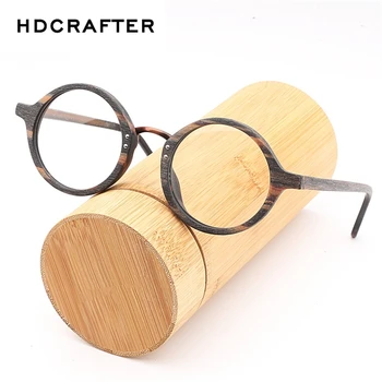 HDCRAFTER Vintage Ahşap Yuvarlak Gözler Gözlük Çerçeve Miyopi Çerçeveleri Şeffaf Lens Kadınlar için Ahşap Okuma Şeffaf Gözlük Gözlük
