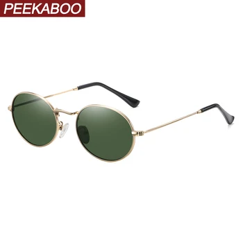 Peekaboo küçük oval güneş gözlüğü retro kadın metal çerçeve 2020 yeşil polarize güneş gözlükleri erkekler için ayna lens uv400 vintage