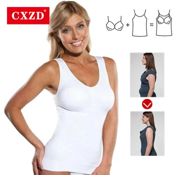 CXZD Kadın Vücut Şekillendirici Artı Boyutu Sutyen Cami Tank Top Zayıflama Yelek Korse Shapewear Slim Up Asansör Çıkarılabilir Şekillendirici Zayıflama Yelek