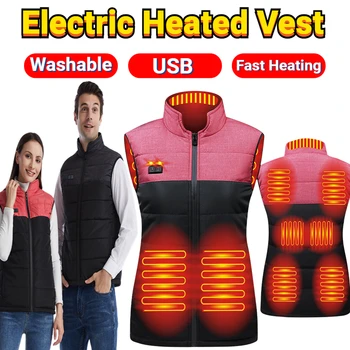 9 Alanlar elektrikli termal Yelek Moda termal yelek vücut ısıtıcı giysiler yıkanabilir hızlı ısıtma kayak yürüyüş Kamp için