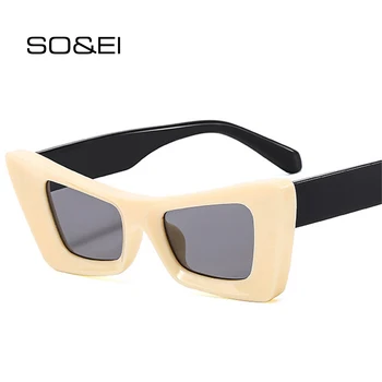SO & EI Kedi Gözü Kadın Çift renkli güneş gözlükleri Moda Degrade Shades UV400 Erkekler Trend Pembe Sarı güneş gözlüğü