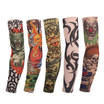 8 Adet Yeni karışık 100%Naylon Elastik Sahte Geçici Dövme Kol Tasarımları Vücut Kol Çorap Dövme Serin Erkekler Kadınlar için Ücretsiz kargo