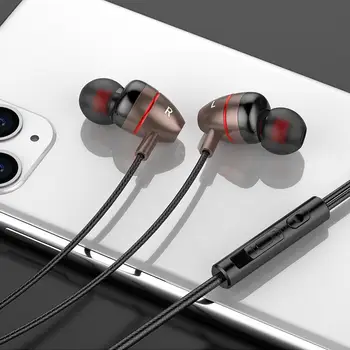 Kablolu Kulaklıklar Gürültü Iptal Stereo Kulak Kulaklık Bas Spor Müzik mikrofonlu kulaklık 3.5 mm Jack Evrensel