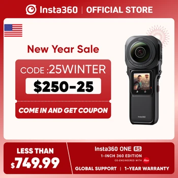 Insta360 ONE RS 1 inç 360 Edition - Çift 1 inç Sensörlü 6K 360 Kamera, Leica ile Birlikte Tasarlanmış, 21MP Fotoğraf, FlowState Sta