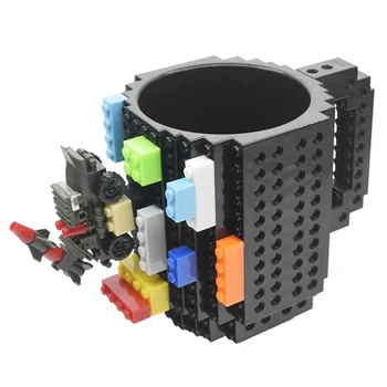 1 Adet 12oz Build-On Tuğla Kupa Tipi Yapı Taşları Kahve Fincanı DIY Blok Bulmaca Kupa LEGO Yapı Taşları Tasarım Dropshipping