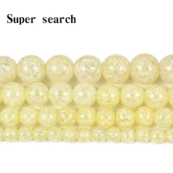 Doğal Açık Sarı Kar Kırık Kuvars Kristal Taş Yuvarlak Boncuk Takı Yapımı İçin 6-12mm Spacer dağınık boncuklar diy bilezik 15