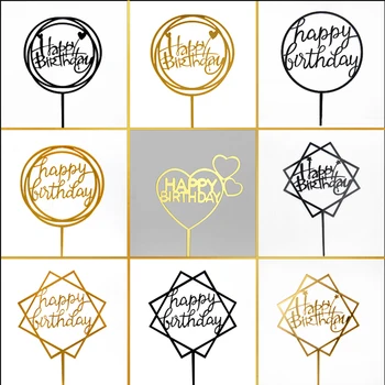 10 Adet / grup Yeni Çok tarzı Akrilik El Yazısı Mutlu Doğum Günü Pastası Topper Tatlı Dekorasyon Doğum Günü Partisi İçin Güzel Hediye