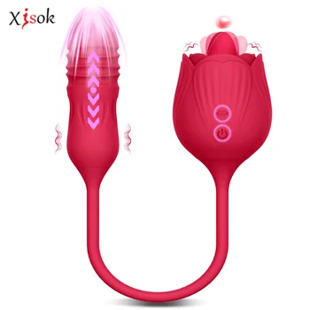 Gül Vibratör Kadın Oral Dil Yalama Klitoris Klitoris Stimülatörü Sokmak Titreşimli Aşk Yumurta Yapay Penis Yetişkin Seks Oyuncakları Kadınlar için