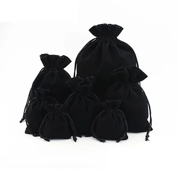 20 adet Pazen Takı İpli Çanta Siyah Mücevher Torbalar Kadife hediye keseleri Düğün Favor Çanta Özel Kişiselleştirilmiş Logo