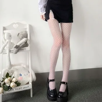 Lolita Yüksek Bel Fishnet Çorap Kulübü Külotlu Örgü Net Külotlu Örgü İç Çamaşırı Anime Lolita Cosplay JK Kostümleri Tayt