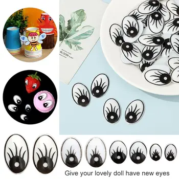 50 adet / torba DIY Yaratıcı Hediye Kukla Yapımı Karikatür Hayvan Bebek Gözler Doldurulmuş Oyuncaklar Bebekler Siyah Kirpik Gözler Zanaat Aksesuarları