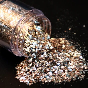 Gül Altın Gümüş Nail Art Glitter Pul 3D Sparkly Paillettes Charms Mix Krom Pigment tozu DIY Jel Lehçe Tırnak Süslemeleri
